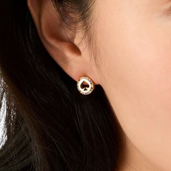 NWT! Kate Spade Spot The Spade Pave Halo Spade Studs in Multi Colors - Picture 3 of 5